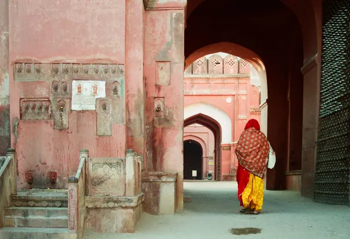 The handprints symbolize women who immolated themselves to become sati. Bikaner Fort
