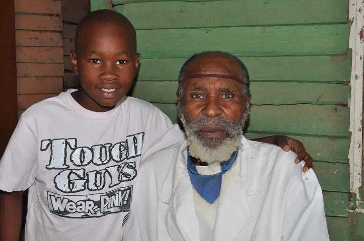 Simon Balelo and Grandfather. Railton, Swellendam 2012