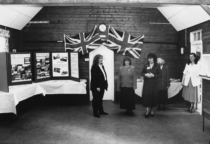 Reception for The Princess Royal in the Village Hall. L-R. Mary-Jane Macaulay, Jane Macaulay, Heather Macaulay, Mauren Taylor & Shirley Peters.
