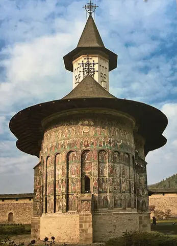 Sucevita Monastery,1601. (Post card, this view underscaffold)