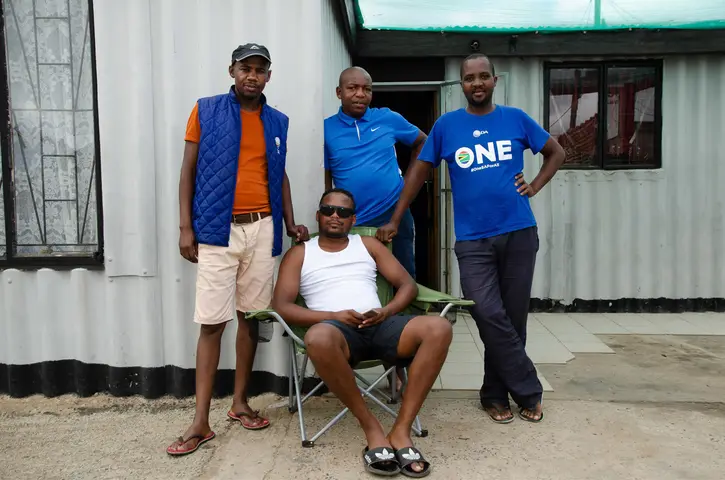 L-R. Terry, Phumzile, Thulani, Abongile. Queen Street, Railton. 2019