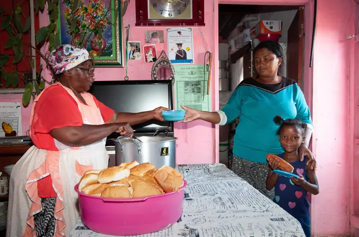 Children's Soup Kitchen run by Margaret Volontiya (L) & Manetha Slingers. Railton, Swellendam 2019