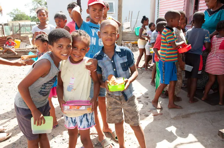 Children's Soup Kitchen run by Margaret Volontiya & Manetha Slingers. Railton, Swellendam 2019